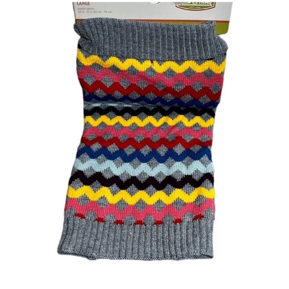 Lake & Trail Gray Multicolor Zigzag Stripe Dog Sweater Size Large - Picture 1 of 10